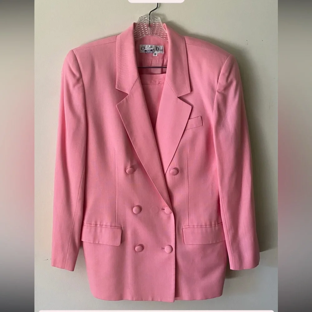 Dior Blush Pink Double-Breasted Blazer + Skirt - Picture 1 of 2